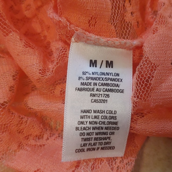 VTG Y2K Aeropostale Sheer Lace Tank Top Coral Cami Women's Size M - Picture 3 of 6